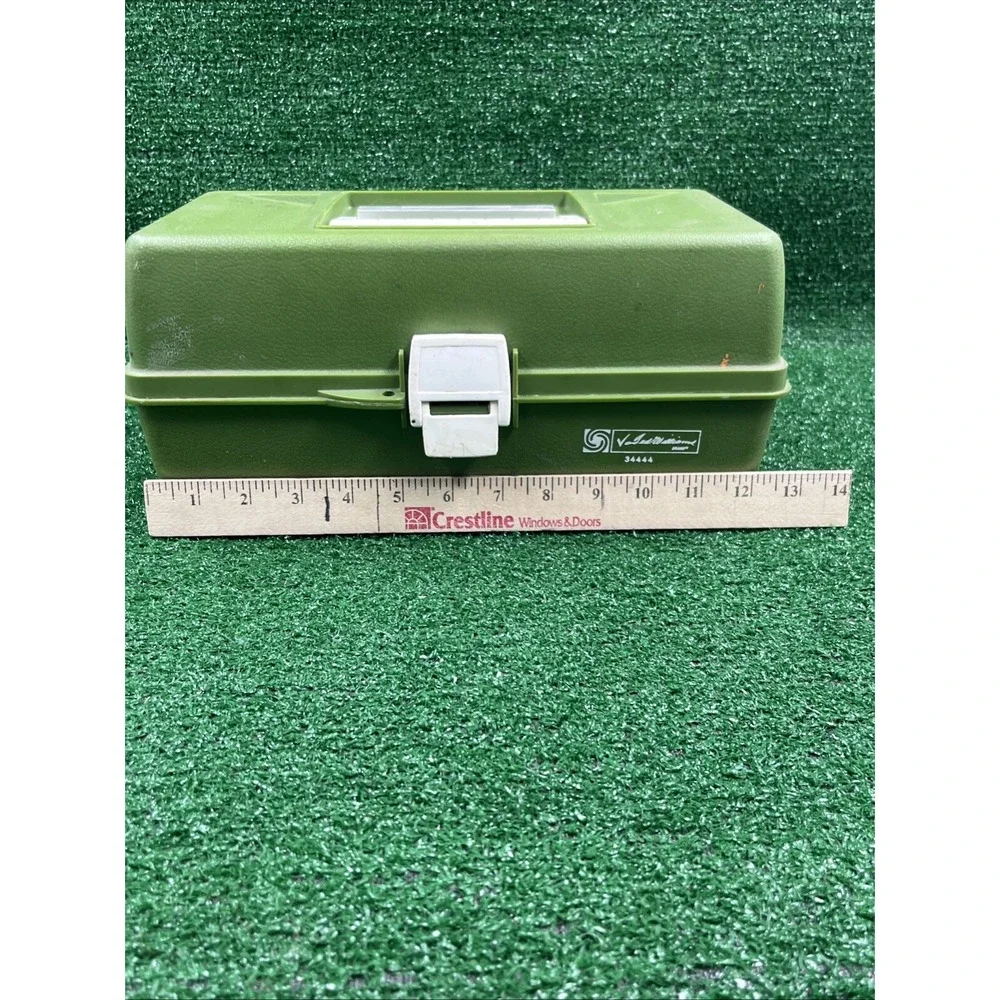 Vintage Ted Williams Tackle Box 34444‎ 3 Tier Trays Green Plastic Fishing Case